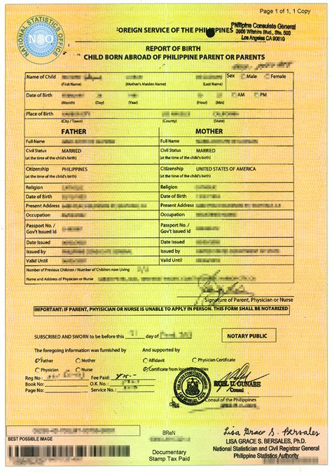 psa birth certificate